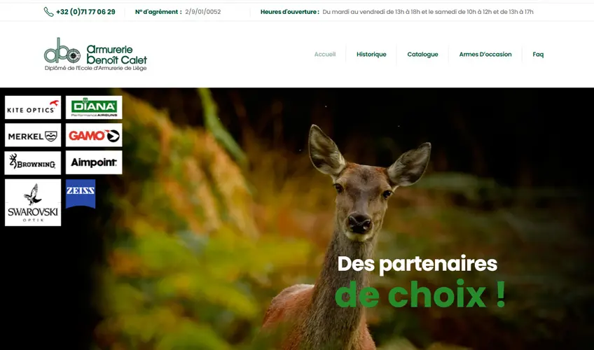 Création de site Armurerie Benoit Calet à Mettet